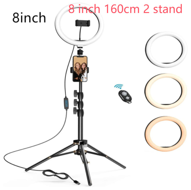 Beauty Ring Light LED Tripod for Streaming - Adjustable Selfie Light Stand