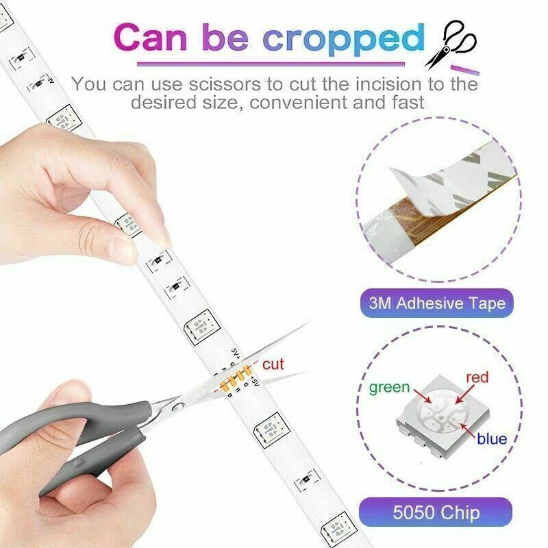 RGB LED Strip Lights | Bluetooth & Remote Control | TV, Gaming & Room Ambiance