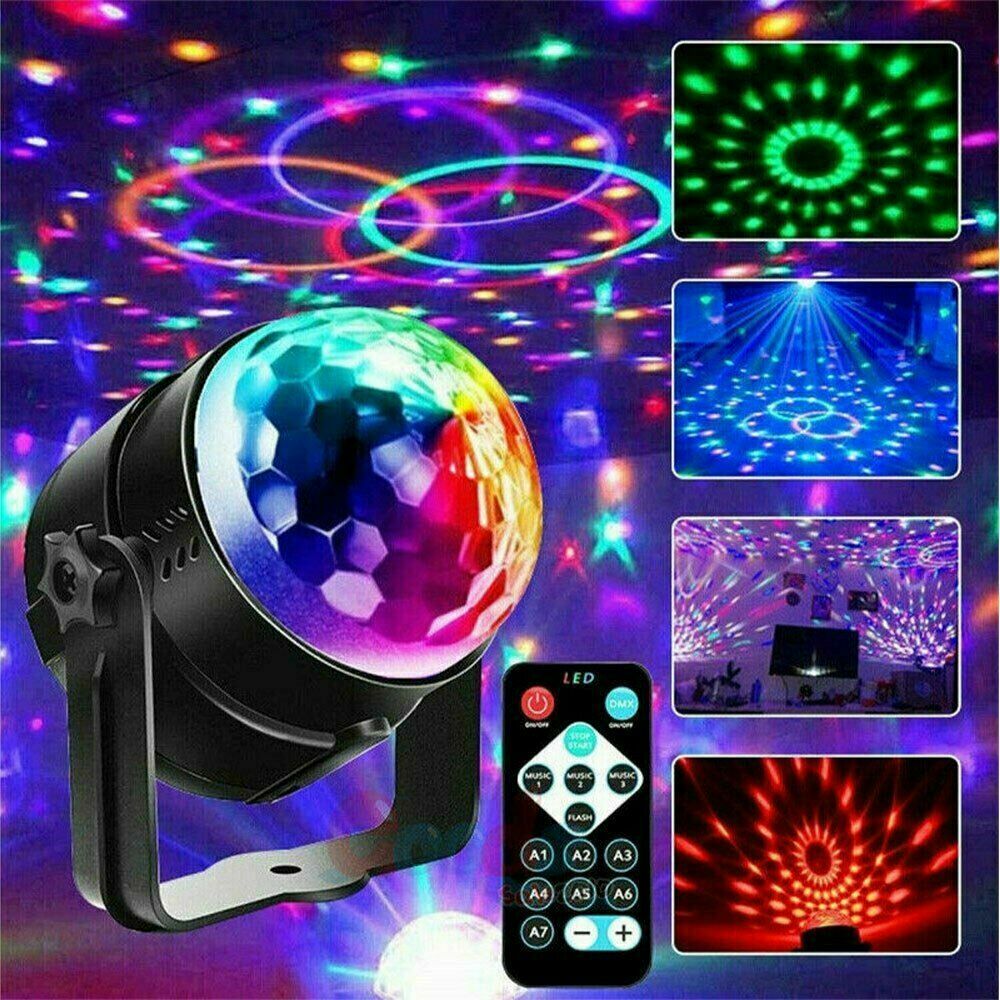 Disco Ball Party Light | Sound Activated Strobe | Remote Control | DJ & Room Decor