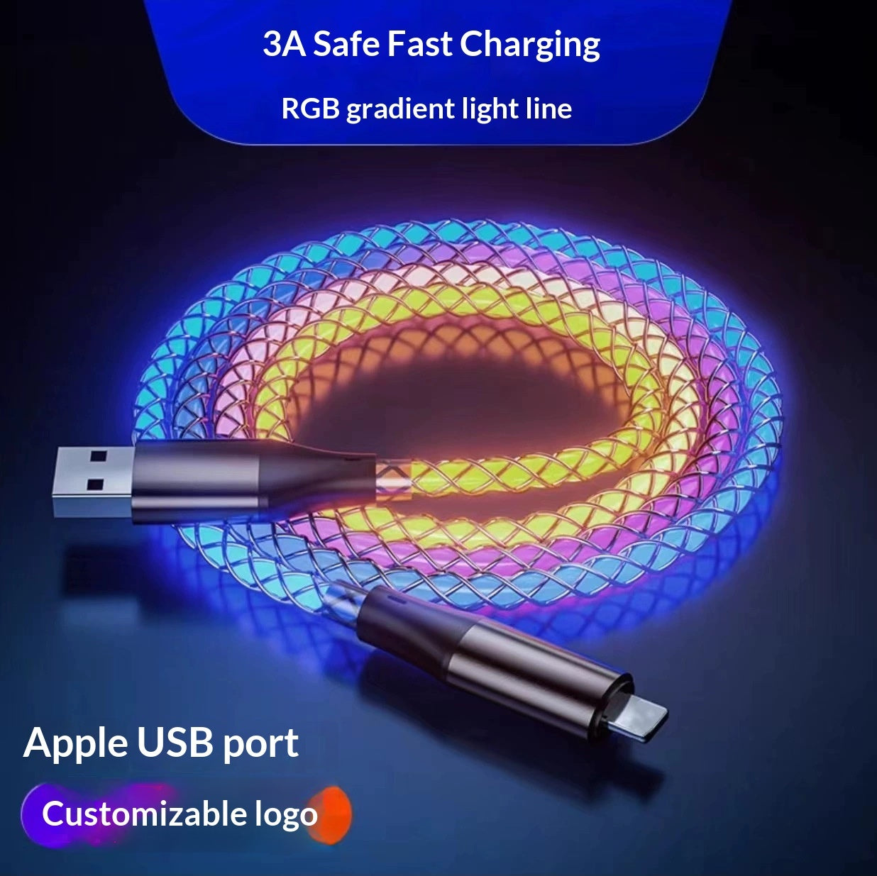 RGB Luminous Charging Cable - Colorful LED Light-Up Data Cable for Fast Charging