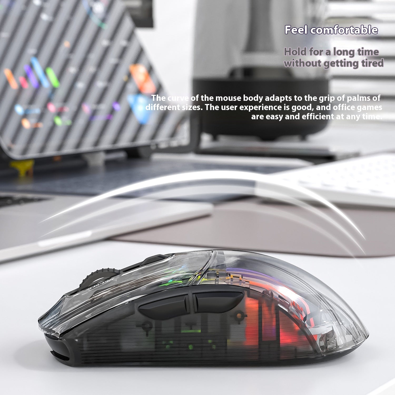 Wireless RGB Transparent Gaming Mouse with Battery Display | Bluetooth & 2.4G | 3-Mode