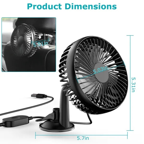 Portable USB Desk Fan | Rotatable Clip-On Design | Car, Office & Bedroom