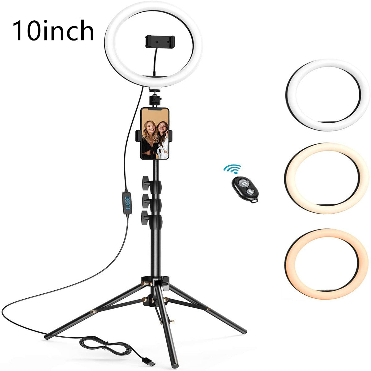 Beauty Ring Light LED Tripod for Streaming - Adjustable Selfie Light Stand