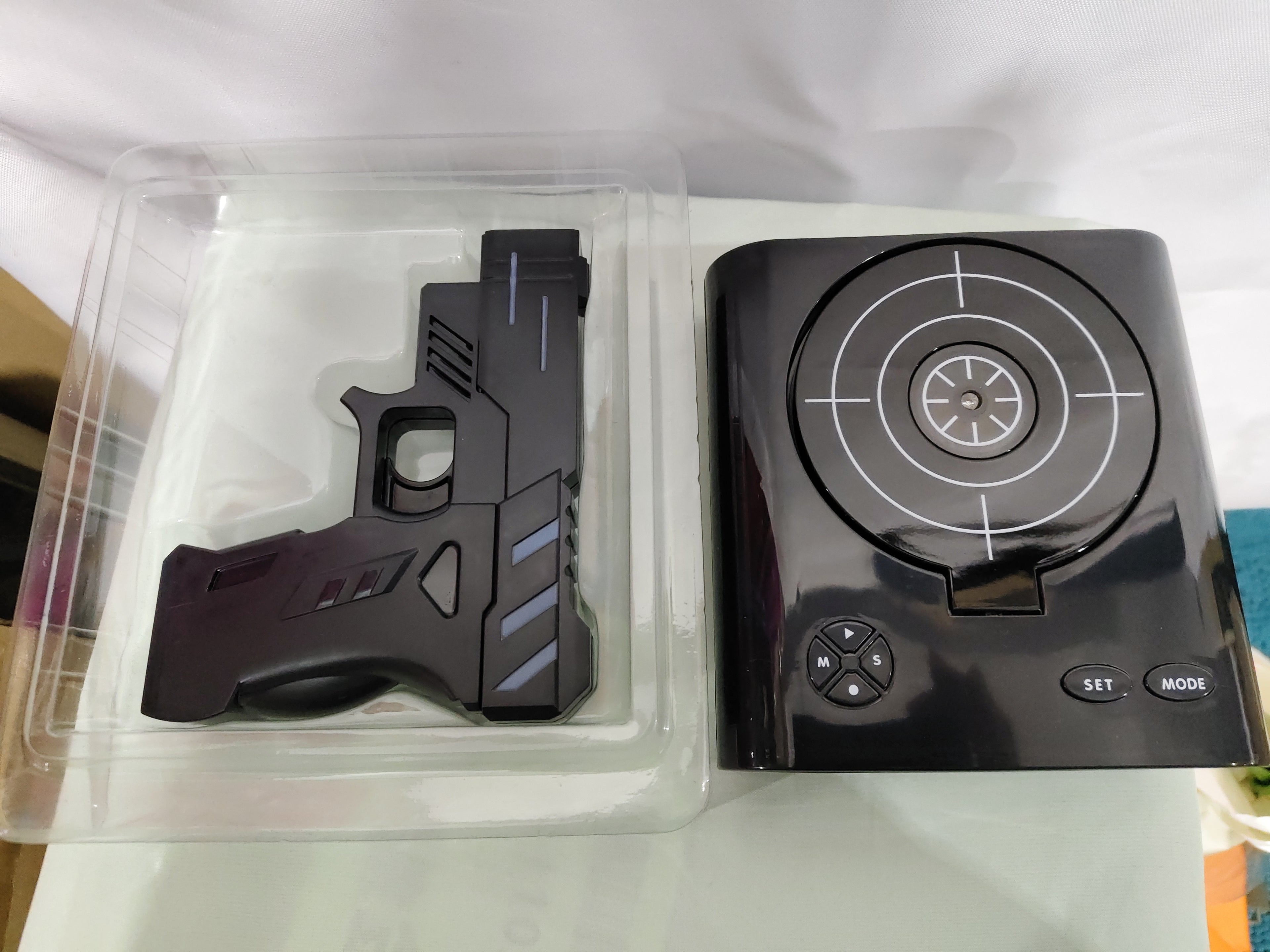 Shooting Target Alarm Clock - Shoot to Snooze with Toy Gun