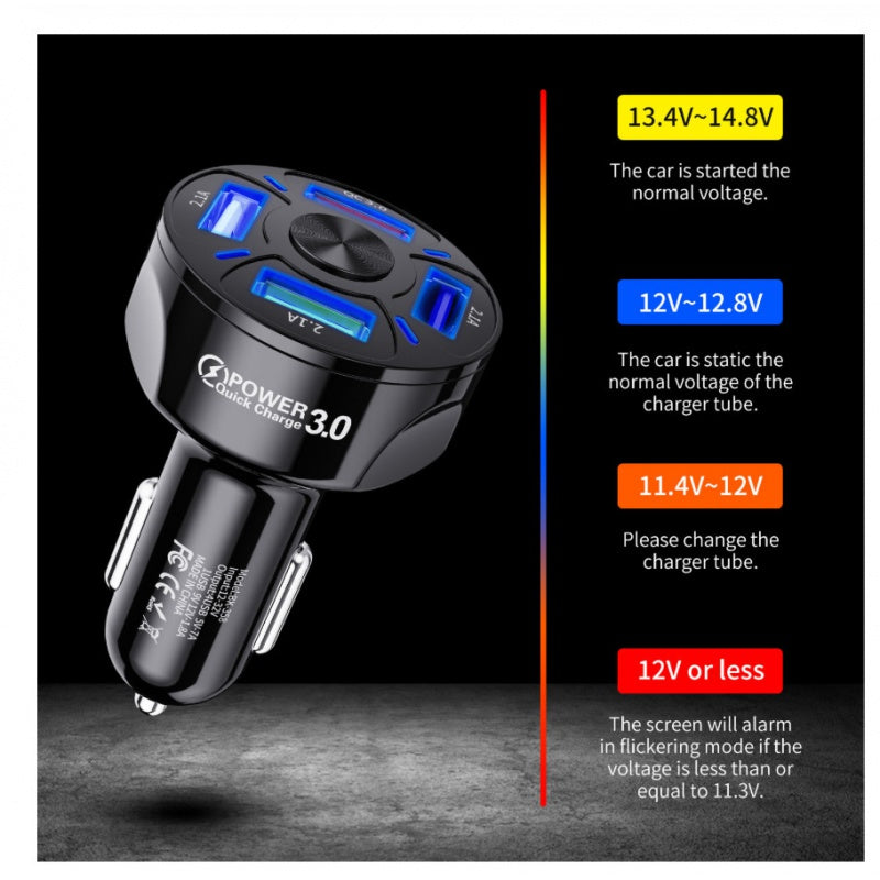 4-Port USB Car Charger - 45W Fast Charging for iPhone, Android & Tablets