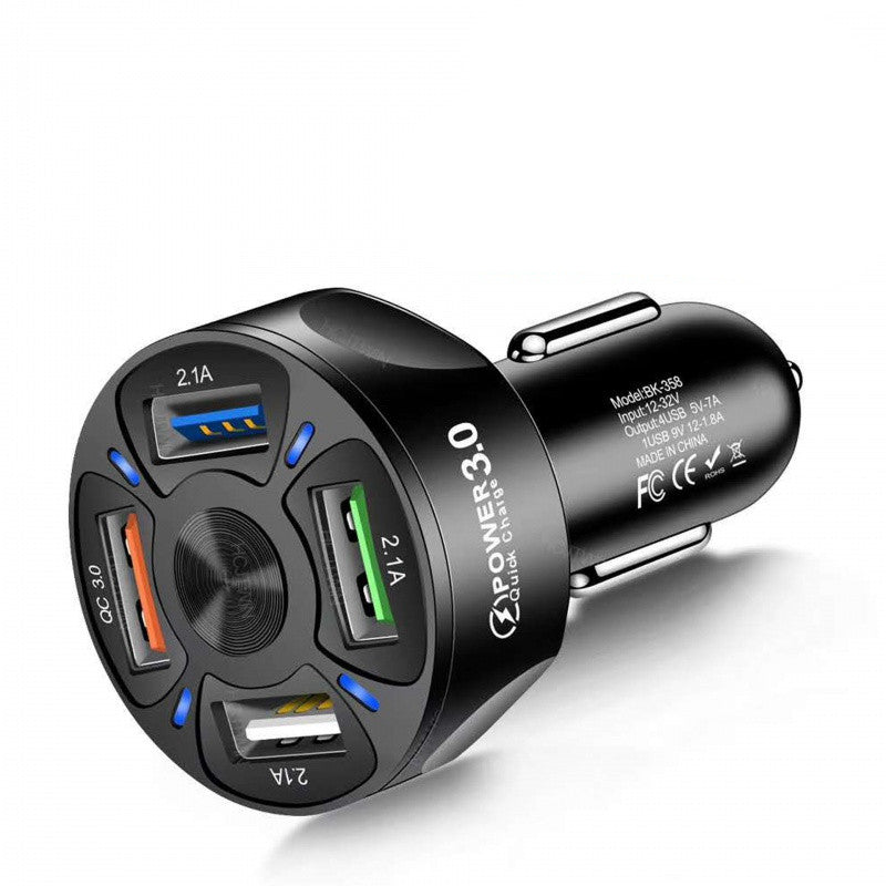 4-Port USB Car Charger - 45W Fast Charging for iPhone, Android & Tablets