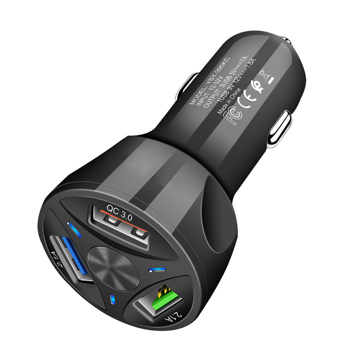 4-Port USB Car Charger - 45W Fast Charging for iPhone, Android & Tablets