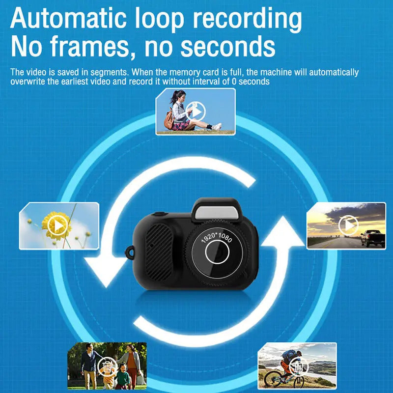 Mini Keychain Camera - 1080P Portable DVR with 32GB SD Card & Wristband