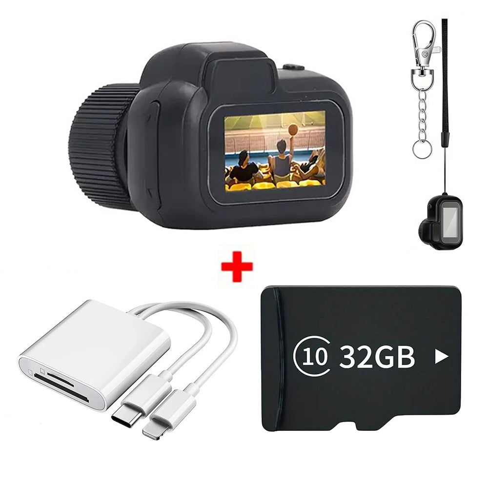 Mini Keychain Camera - 1080P Portable DVR with 32GB SD Card & Wristband