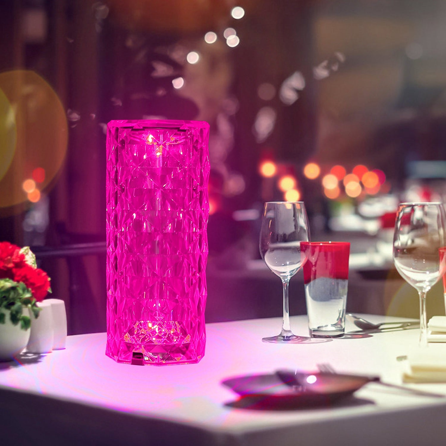 Crystal Diamond Table Lamp | 16-Color RGB | Touch & Remote Control | Rechargeable