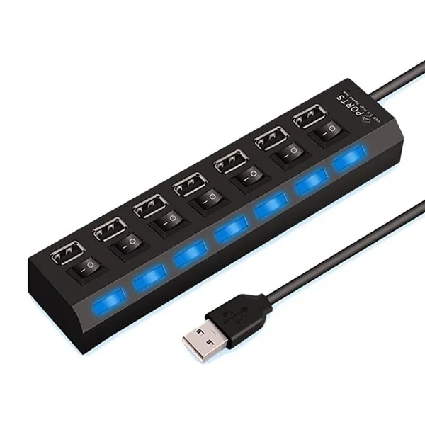 7-Port USB Hub | USB 2.0 & 3.0 | High-Speed Splitter for PC, Mac & Laptop