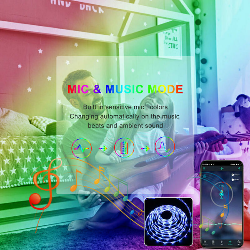 RGB LED Strip Lights | Bluetooth & Remote Control | TV, Gaming & Room Ambiance