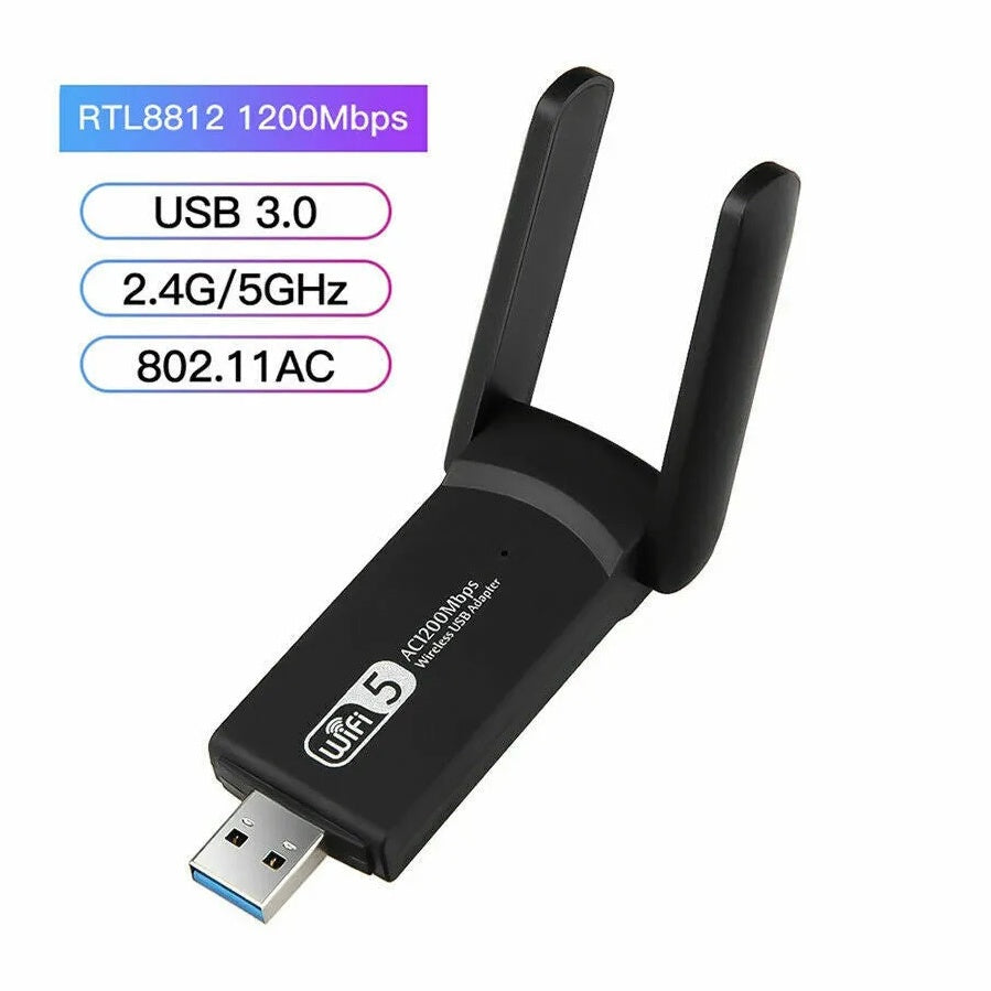 AC1200 USB WiFi Adapter | Dual Band 2.4G & 5GHz | Long Range | PC & Mac