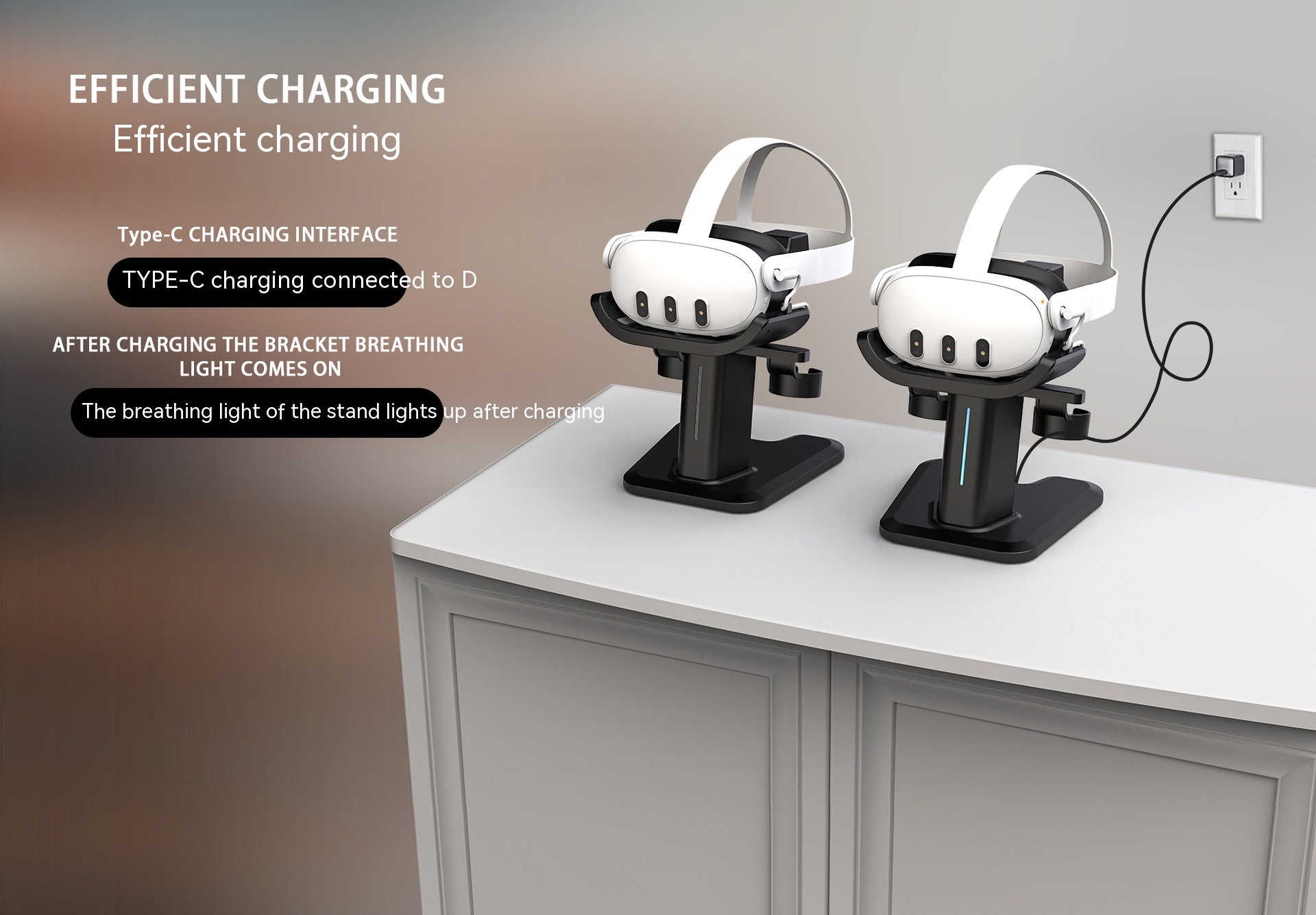 RGB VR Headset Charging Stand - Display Bracket & Charging Dock for VR Headsets