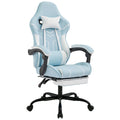 Ergonomic Gaming Chair with Footrest & Lumbar Support - Blue/White