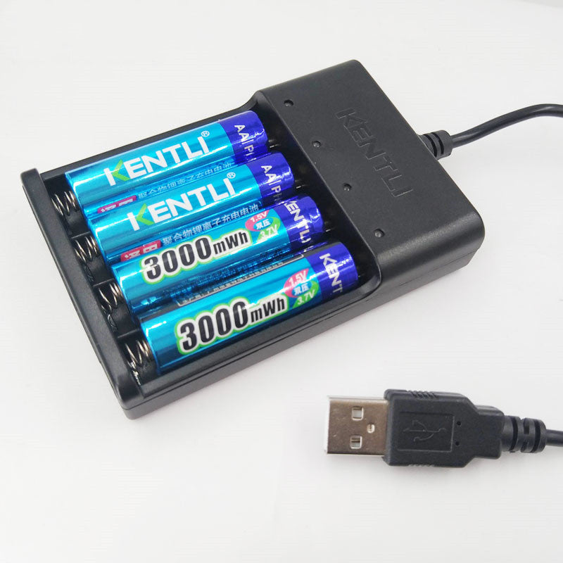 USB Lithium Battery Charger - 4-Slot Rechargeable Battery Charger for 18650 Batteries