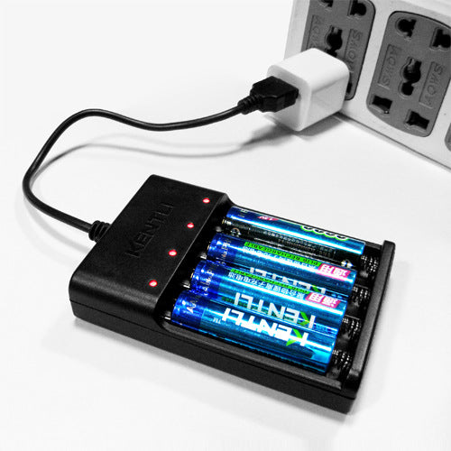 USB Lithium Battery Charger - 4-Slot Rechargeable Battery Charger for 18650 Batteries