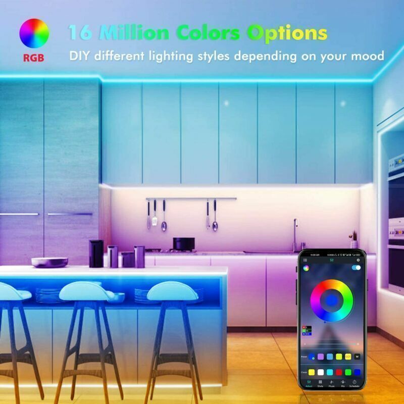 RGB LED Strip Lights | Bluetooth & Remote Control | TV, Gaming & Room Ambiance