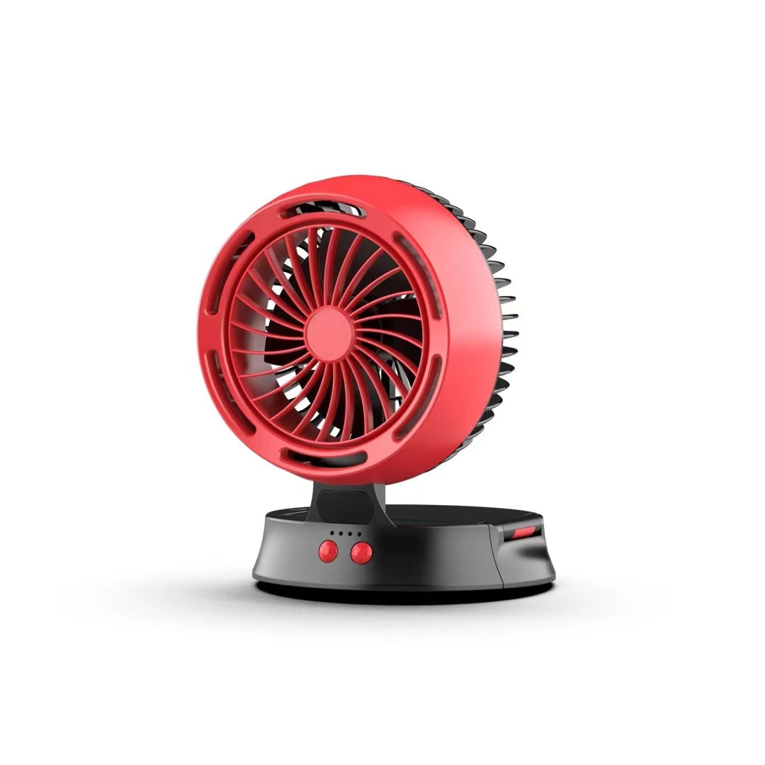 Solar Powered Camping Fan with LED Lighting - Foldable 5200mAh Outdoor Desk Fan