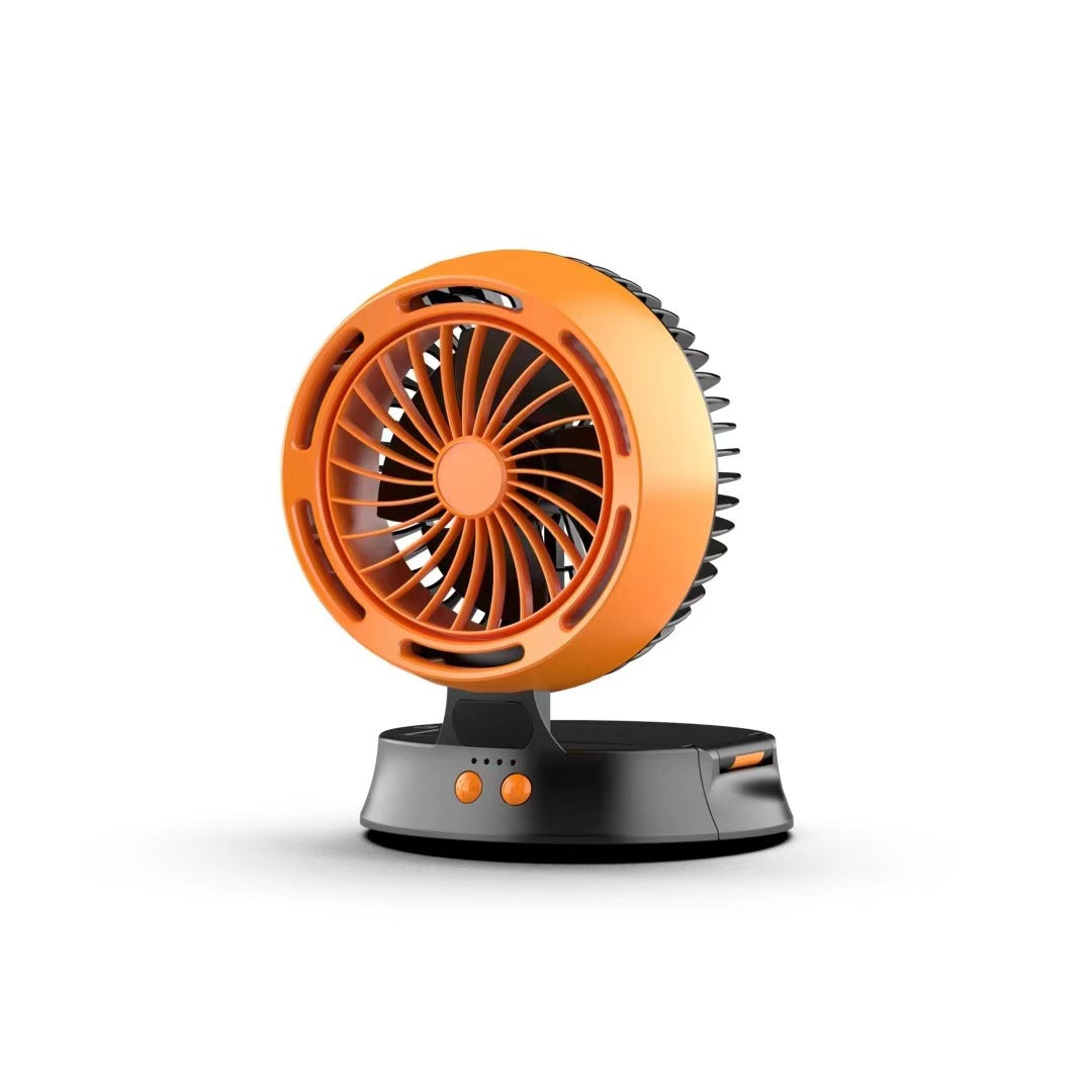 Solar Powered Camping Fan with LED Lighting - Foldable 5200mAh Outdoor Desk Fan
