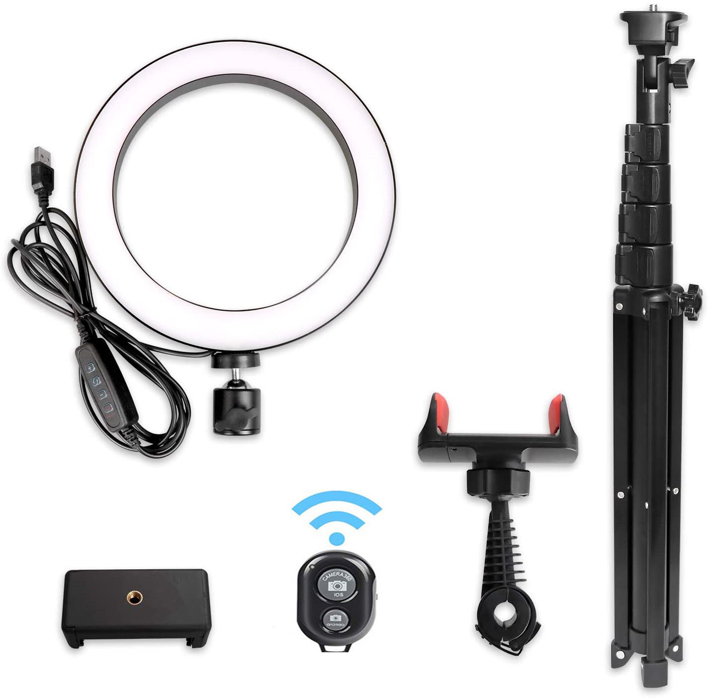 Beauty Ring Light LED Tripod for Streaming - Adjustable Selfie Light Stand