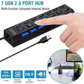 7-Port USB Hub | USB 2.0 & 3.0 | High-Speed Splitter for PC, Mac & Laptop