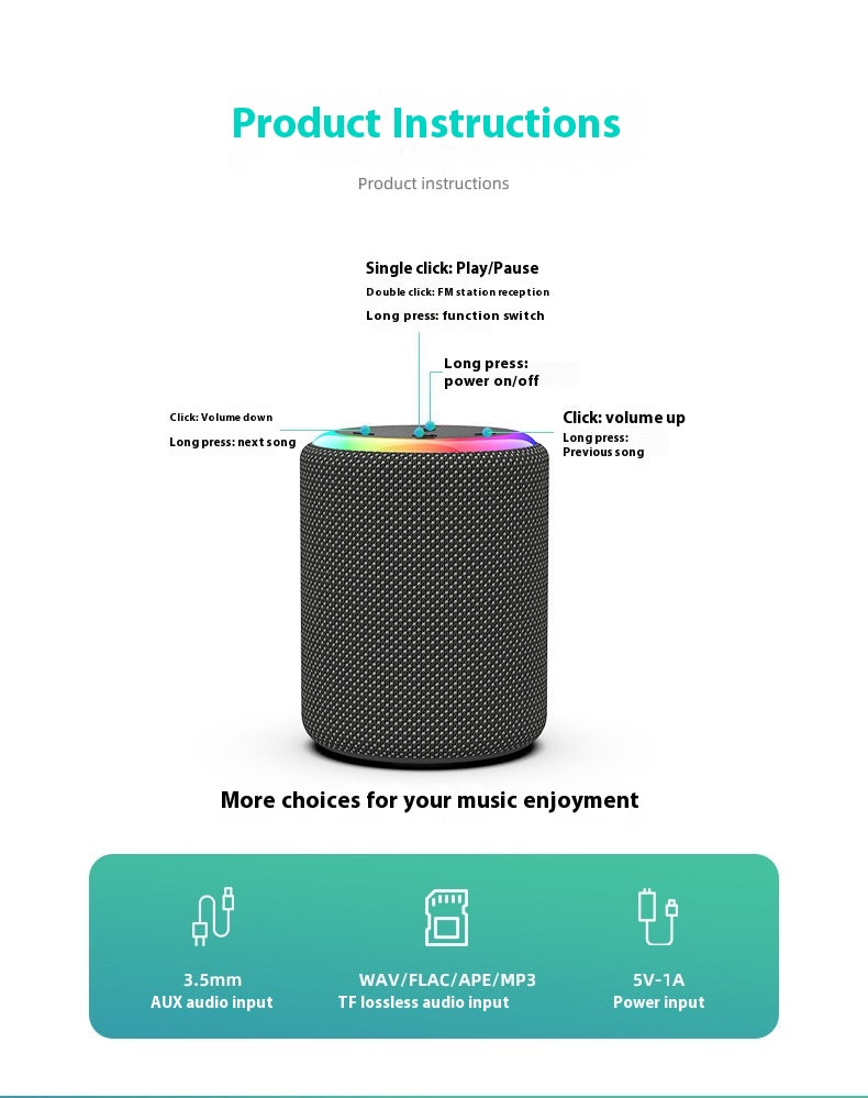Outdoor Waterproof Bluetooth Speaker Cylinder - Rich Bass