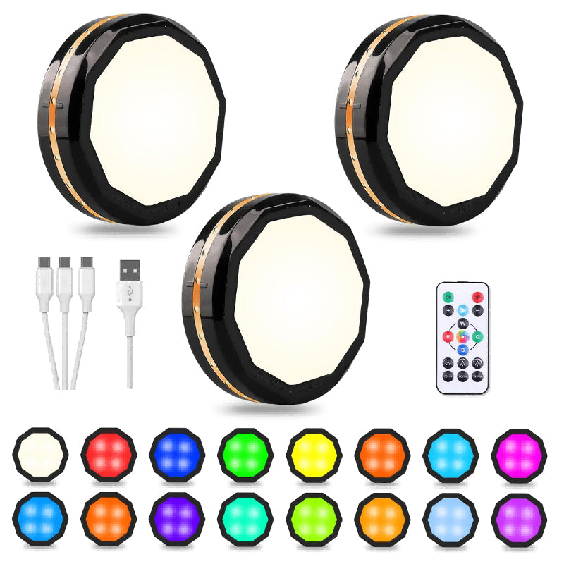 3-Pack Rechargeable Motion Sensor LED Lights - Wireless Indoor Night Light