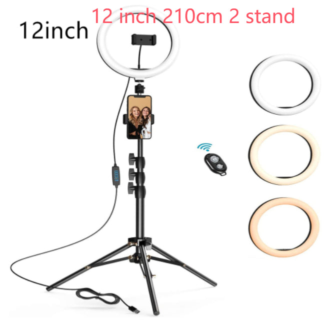 Beauty Ring Light LED Tripod for Streaming - Adjustable Selfie Light Stand