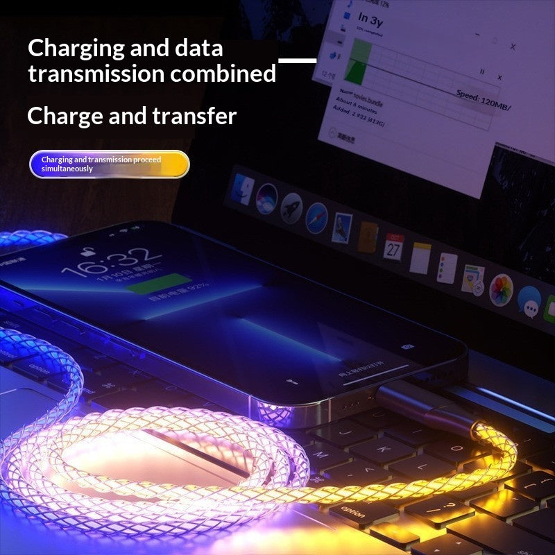 RGB Luminous Charging Cable - Colorful LED Light-Up Data Cable for Fast Charging