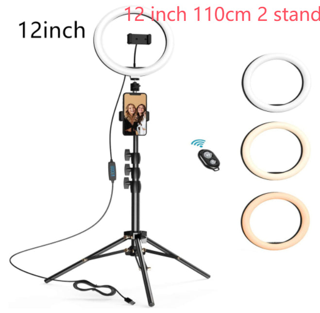 Beauty Ring Light LED Tripod for Streaming - Adjustable Selfie Light Stand