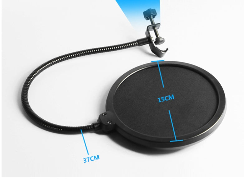 Microphone Pop Filter Shield - Anti-Spray Shock Mount, Flexible Gooseneck, Universal Studio Mic Screen