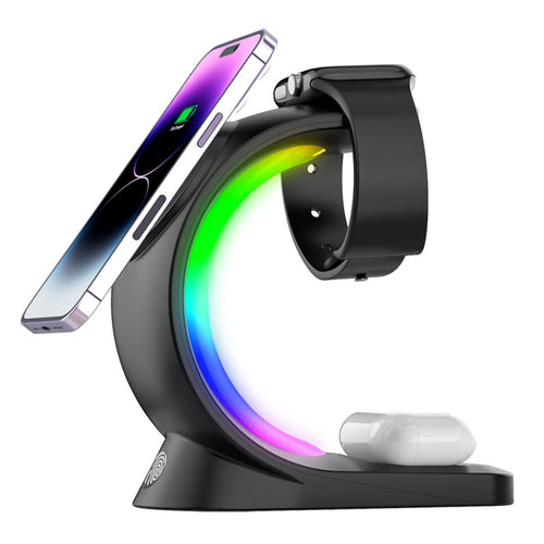 4-in-1 Magnetic Wireless Charging Station with Atmosphere Light