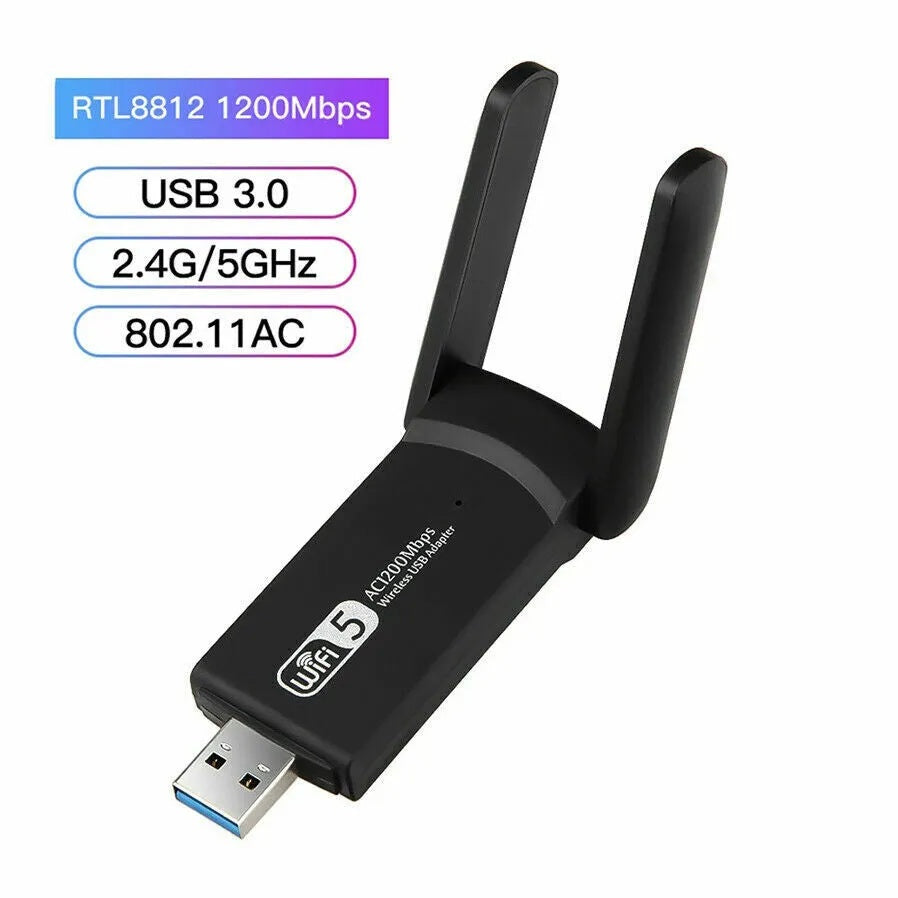 AC1200 USB WiFi Adapter | Dual Band 2.4G & 5GHz | Long Range | PC & Mac