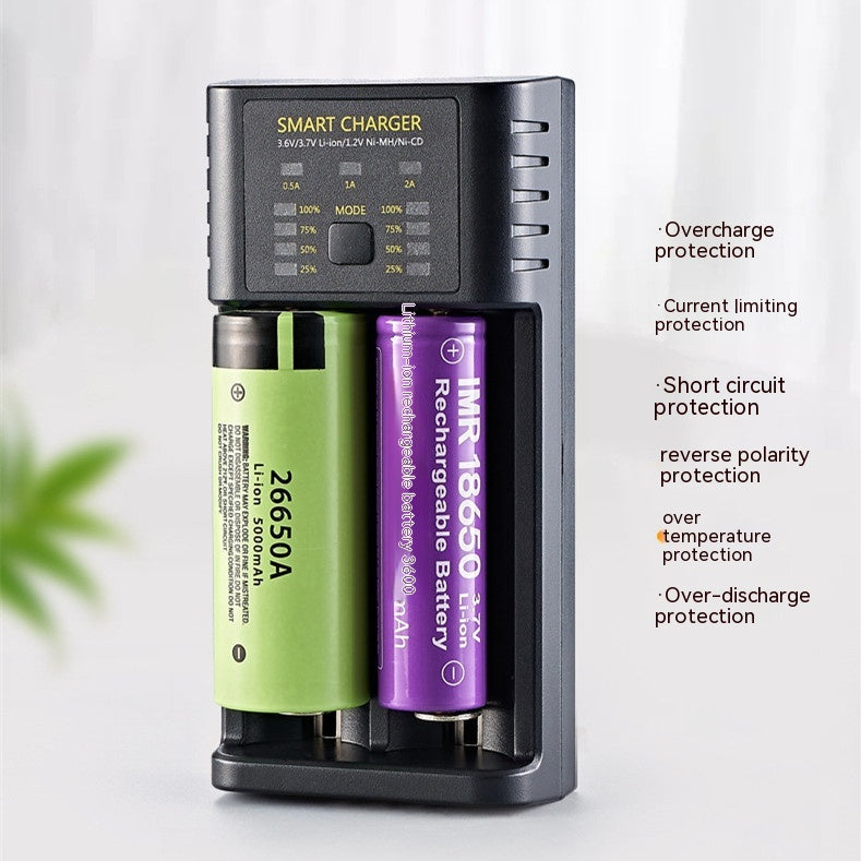Universal Smart Battery Charger - 1/2/4 Slot USB, 18650 Li-ion & Ni-MH Compatible