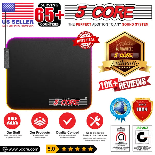 RGB Gaming Mouse Pad | 12 Light Modes | Non-Slip Rubber Base | Desk Mat