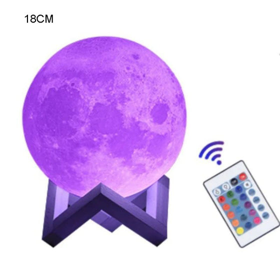 Moon Lamp with Stand & Remote – 16-Color LED Night Light, 3 Sizes