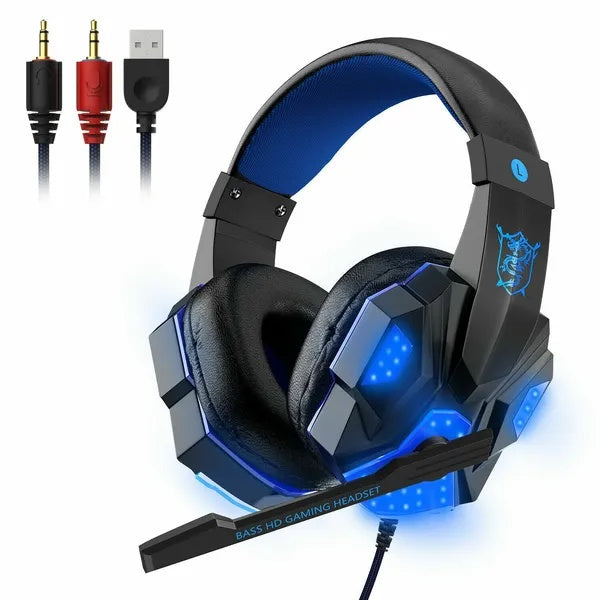 LED Gaming Headset with Mic – Stereo Bass Surround, 3.5mm for PC, PS4 & Xbox