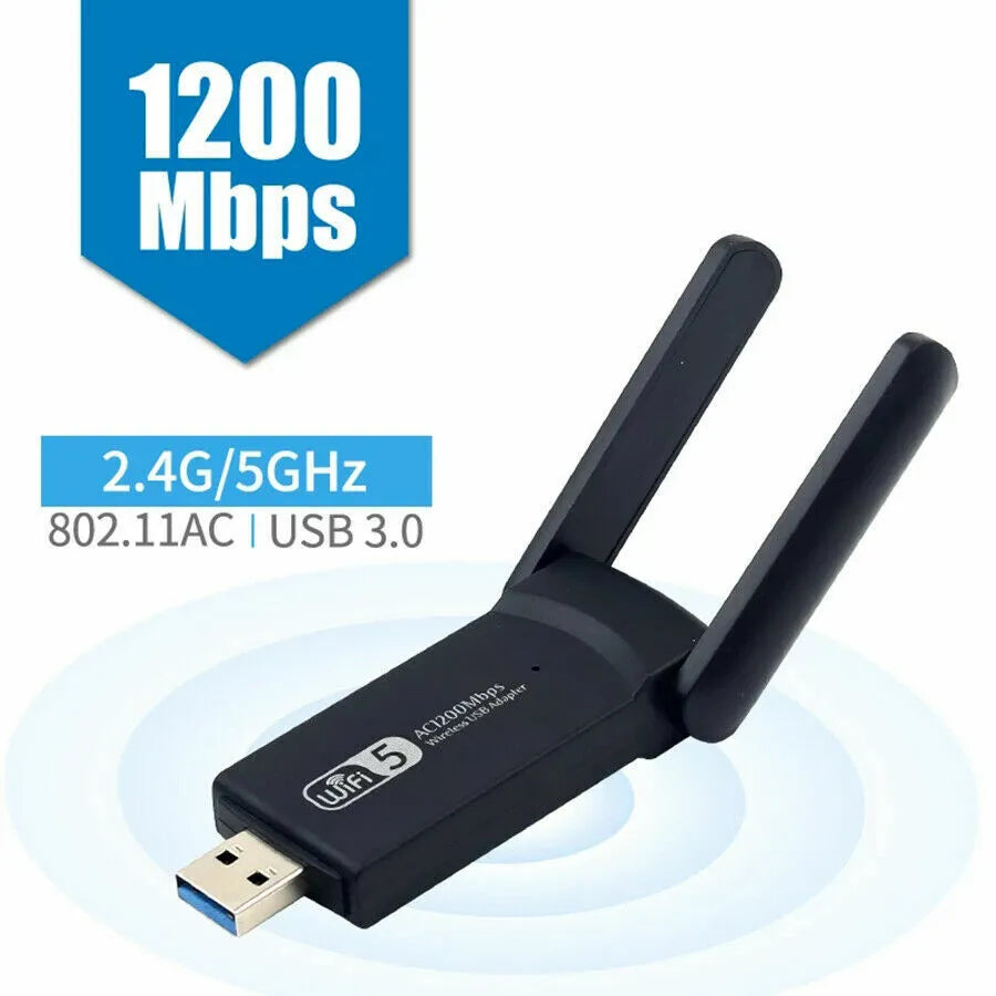 AC1200 USB WiFi Adapter | Dual Band 2.4G & 5GHz | Long Range | PC & Mac