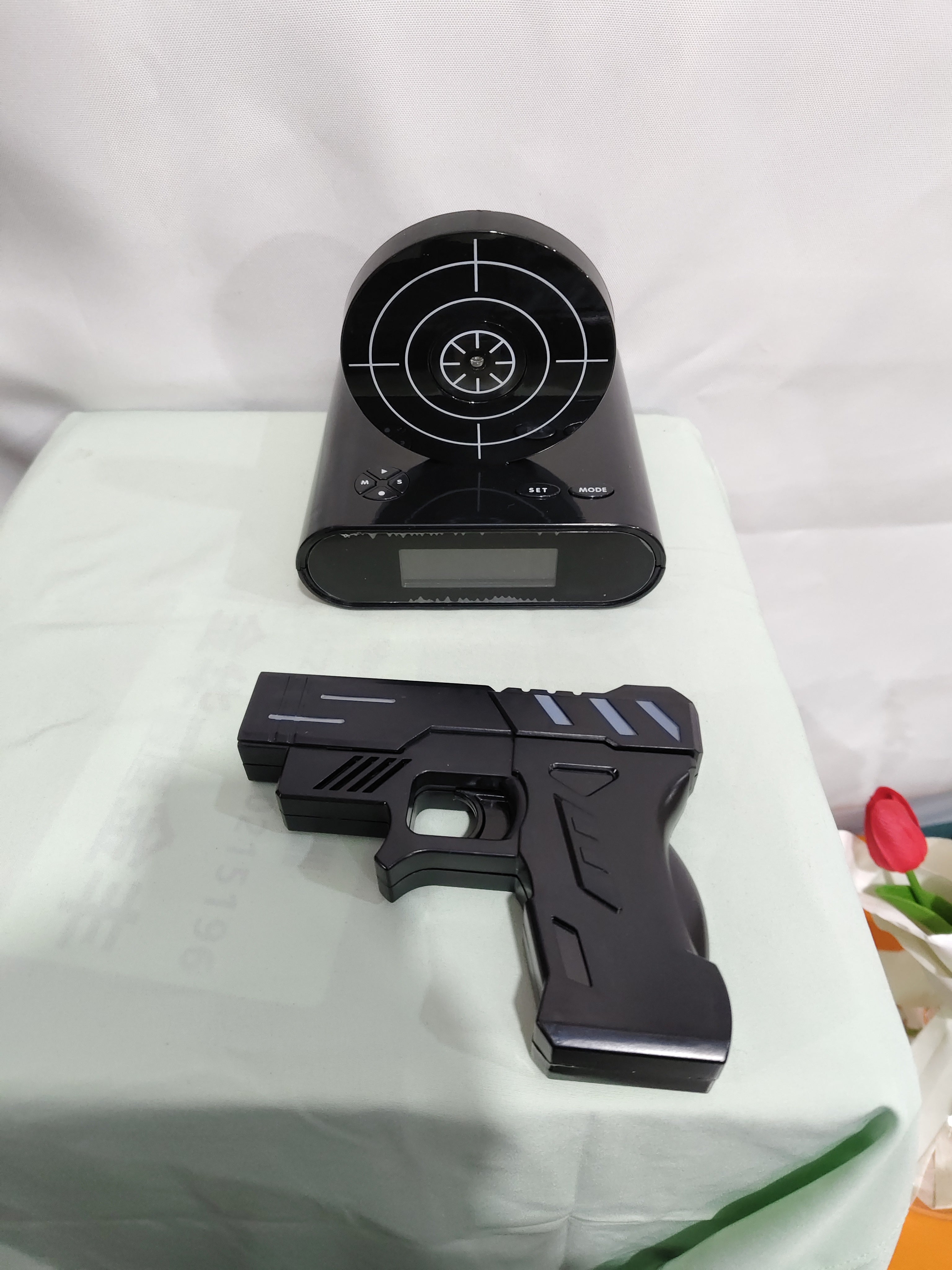 Shooting Target Alarm Clock - Shoot to Snooze with Toy Gun
