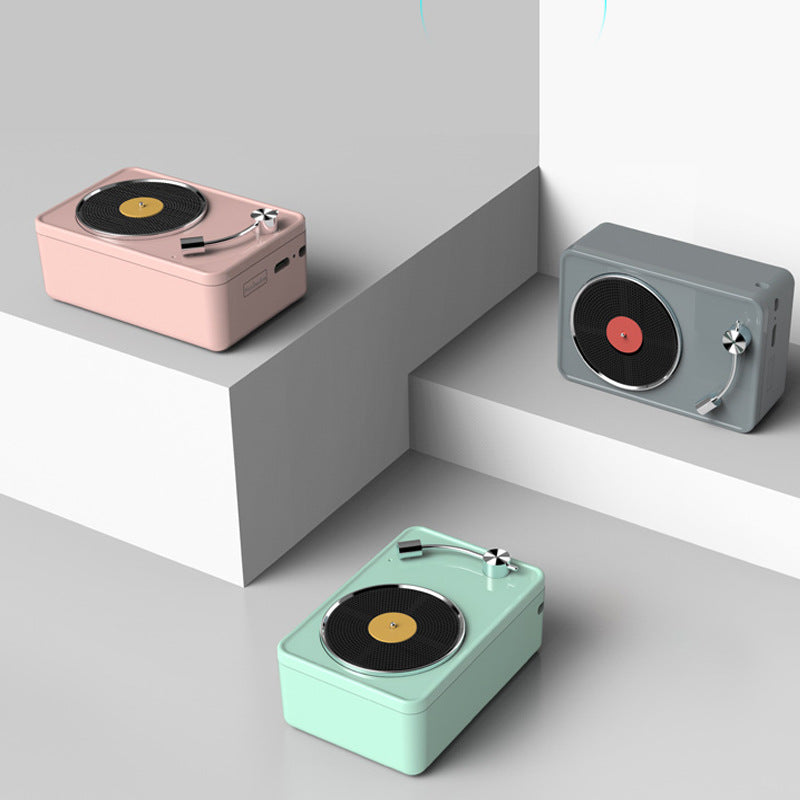 Retro Vinyl Record Bluetooth Speaker - Portable Wireless Mini Speaker with Vintage Design