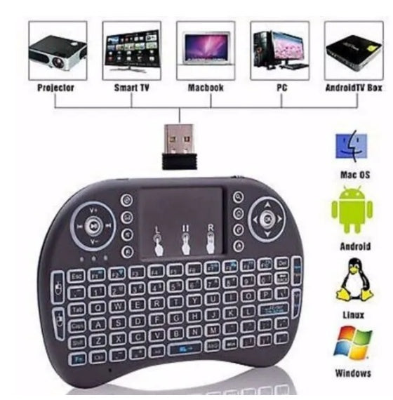 Mini Wireless Keyboard with Touchpad – Backlit 2.4G Compact Keyboard for TV Box, PC & Smart TV