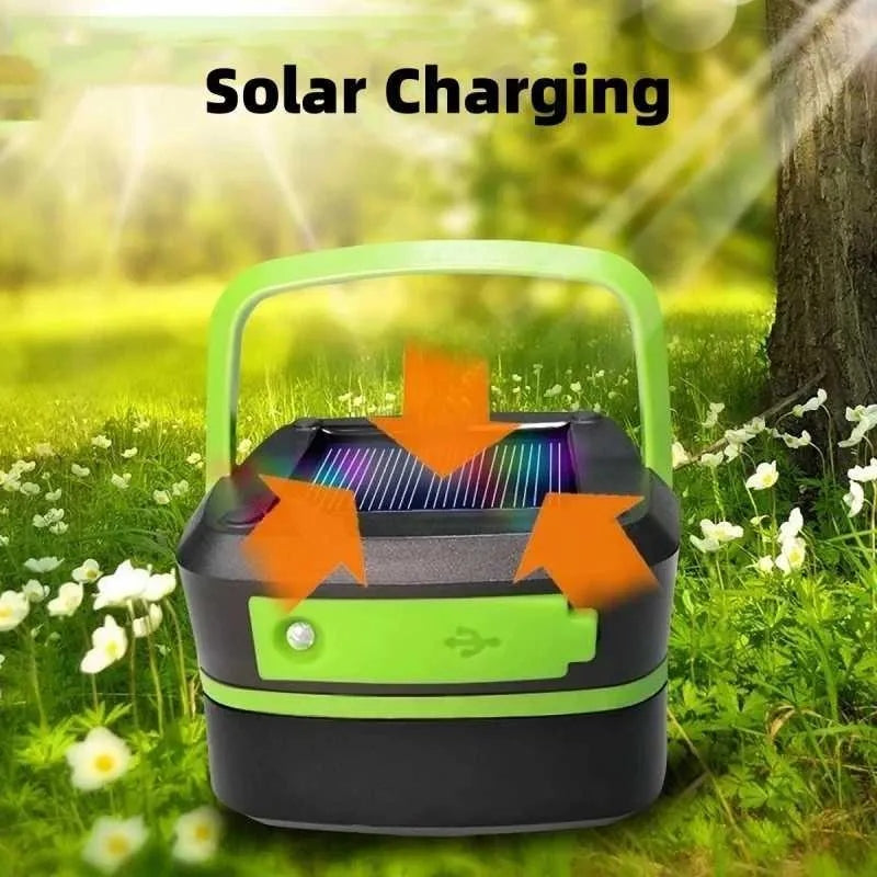Solar Camping Lantern, Rechargeable, Foldable, Waterproof, 3 Mode LED Power Bank