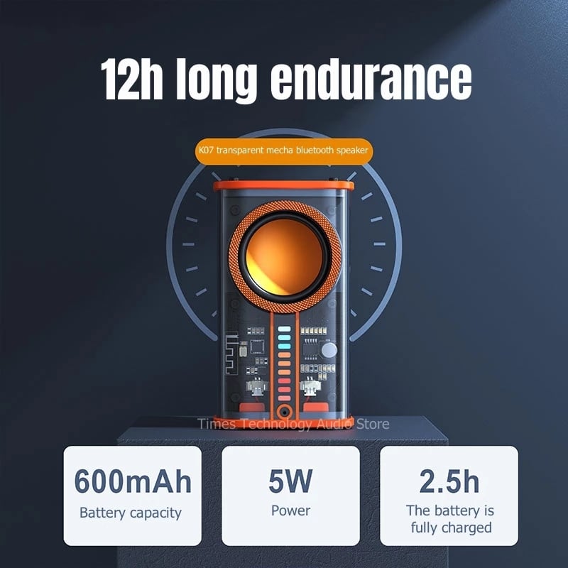 K07 Transparent Mecha Bluetooth Speaker - Sound Light TWS
