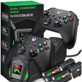 Controller Charging Station - 2x5520mWh Rechargeable Battery Pack, Compatible with Xbox, USB-C