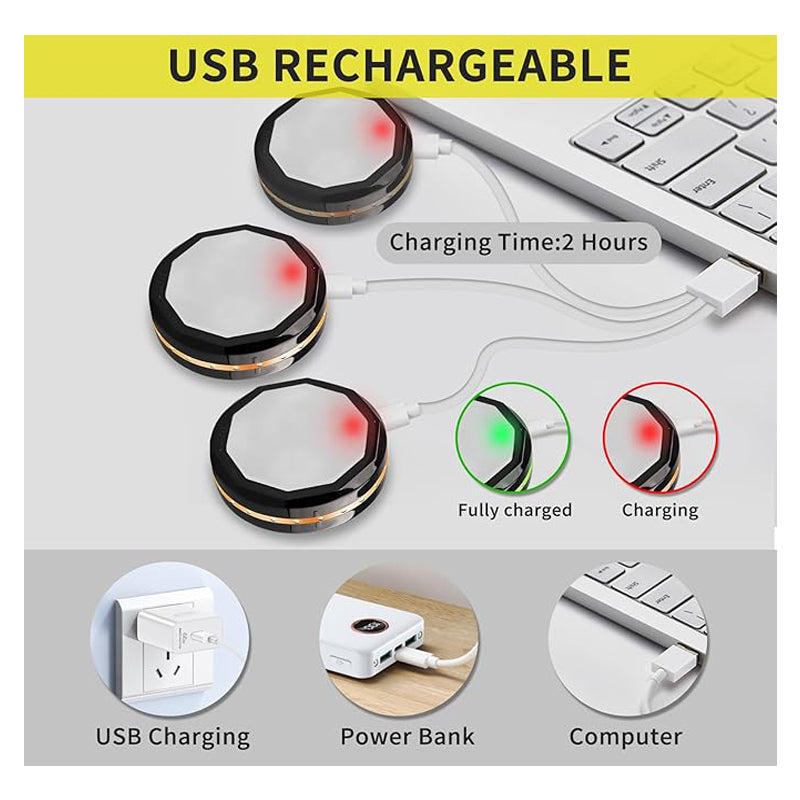 3-Pack Rechargeable Motion Sensor LED Lights - Wireless Indoor Night Light