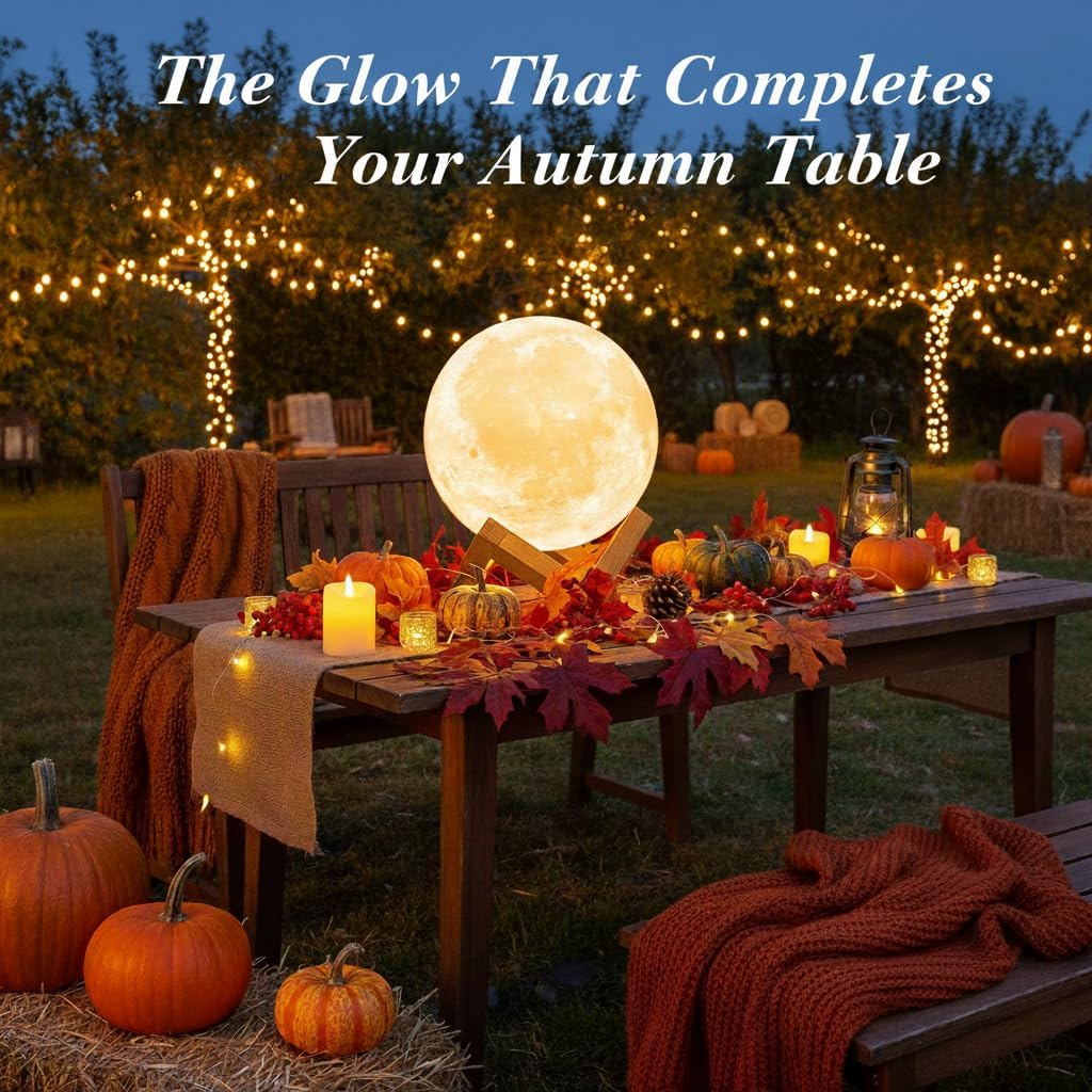 Moon Lamp with Stand & Remote – 16-Color LED Night Light, 3 Sizes