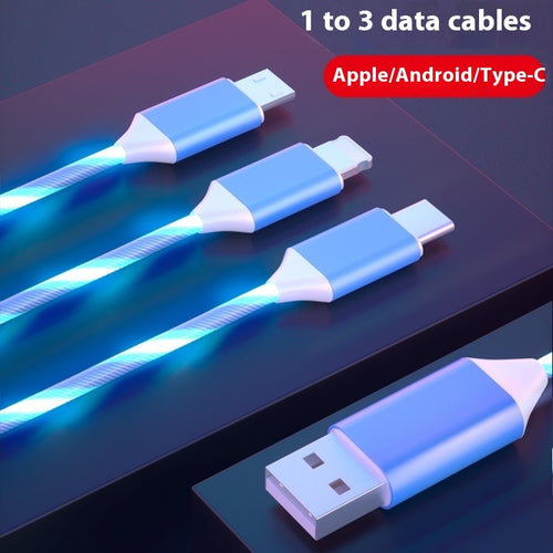 3-in-1 Multi-Device Fast Charging Cable - 1.2M Universal USB Charger with LED Indicator