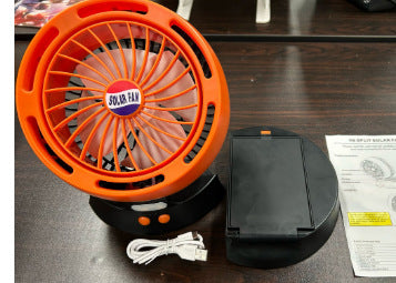 Solar Powered Camping Fan with LED Lighting - Foldable 5200mAh Outdoor Desk Fan
