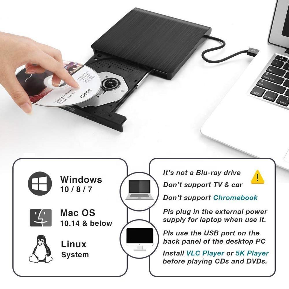 External DVD Drive USB 3.0 | CD DVD Burner & Reader | Mac & PC Compatible